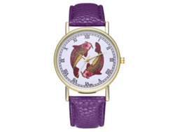 Reloj De Pulsera Analógico De Aleación Y Cuero, Cuarzo, Moda Casual T66-a Morado