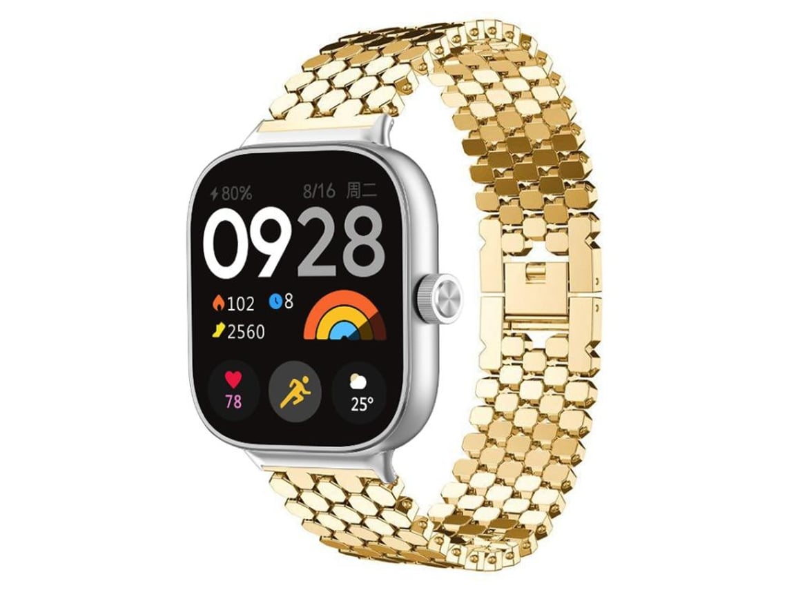 Bracelete Para Redmi Watch 6 / 5 / 4 - Metal - Textura De Escamas De Peixe Dourada
