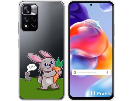 Carcasa para Xiaomi Redmi Note 11 Pro+ Plus 5G TUMUNDOSMARTPHONE Dibujos Transparente Conejo Multicolor