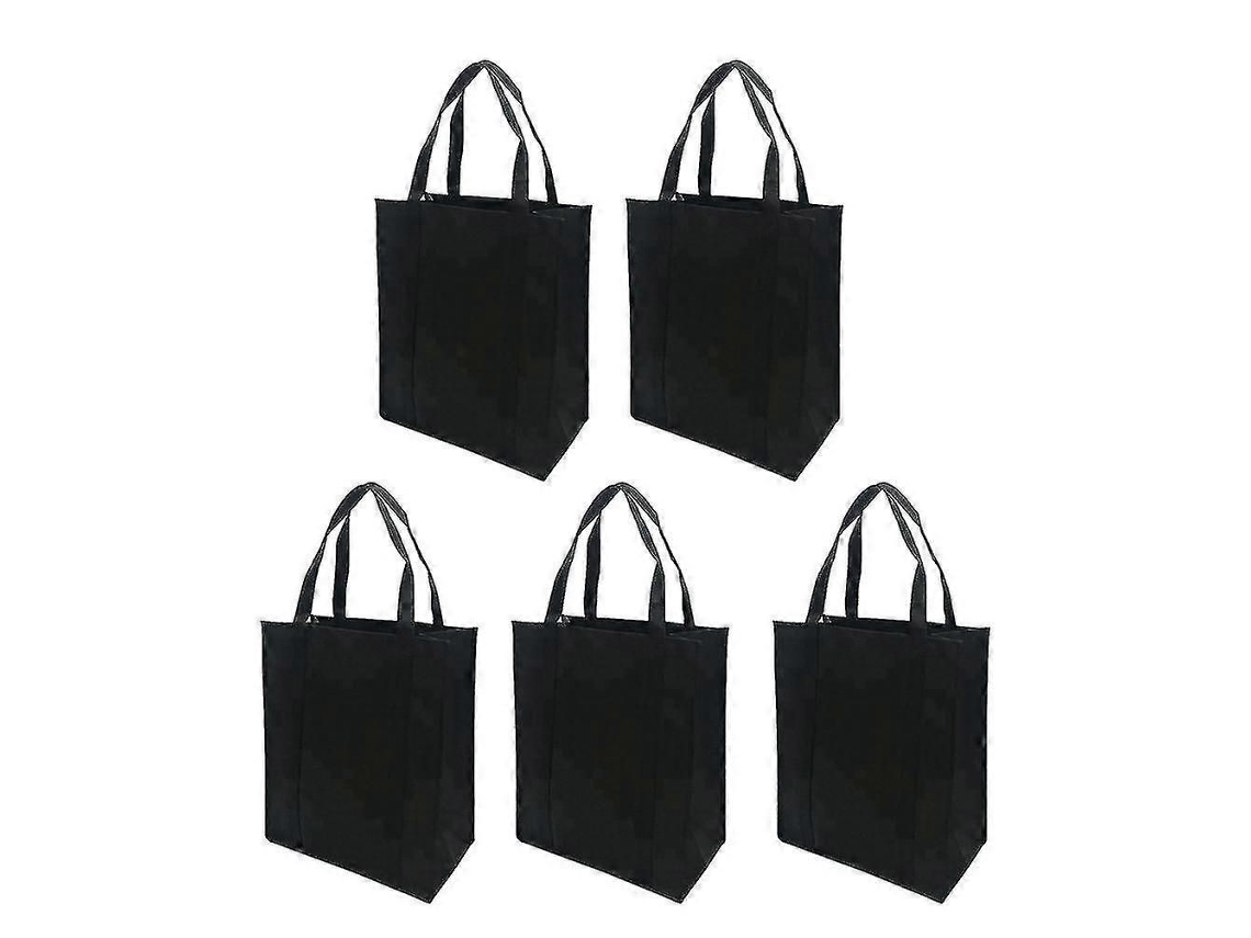 5 bolsas de tela no tejida plegables para compras al aire libre GOKOCO (negras, 30x25x10cm)