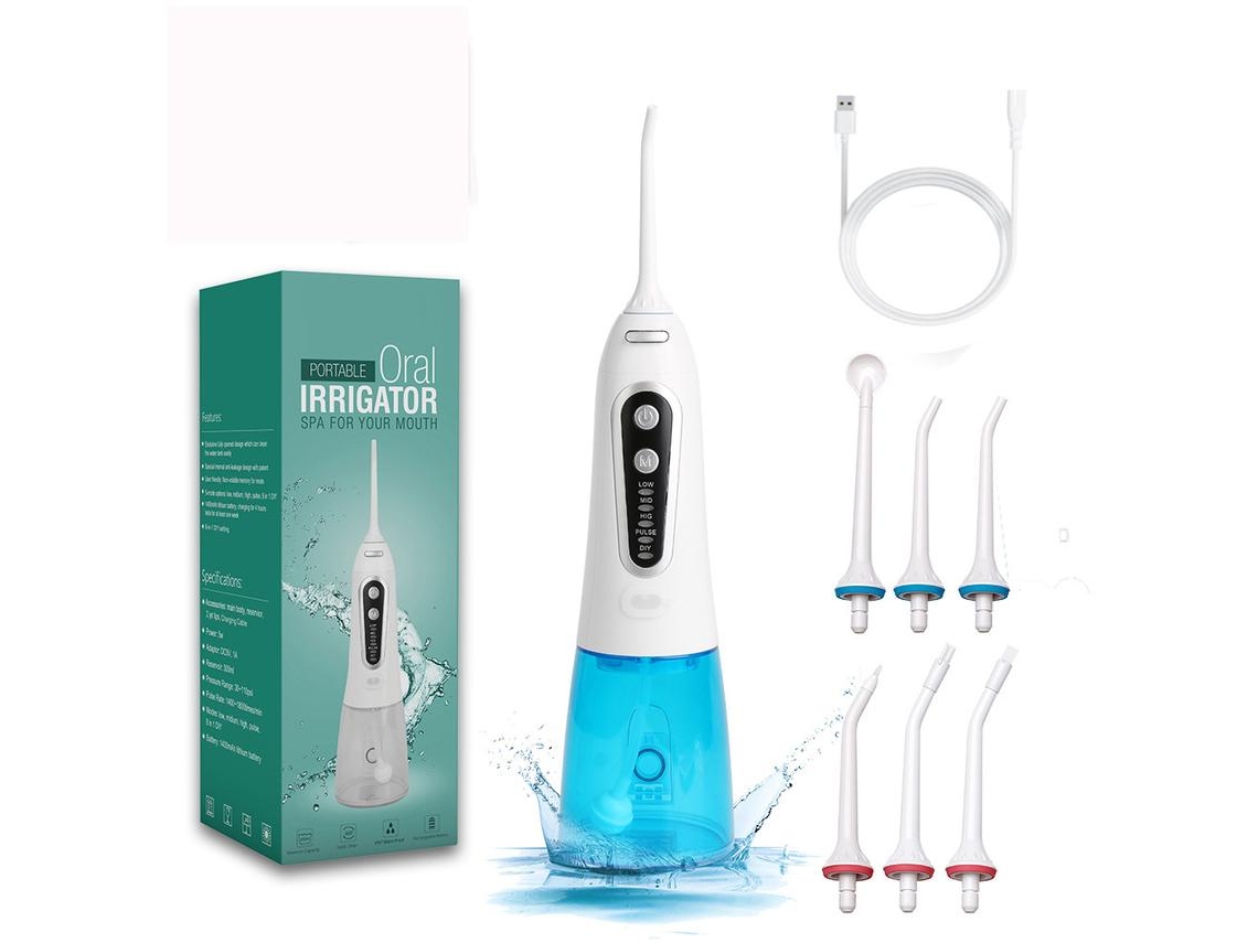 Irrigador Oral Elétrico Portátil Remove Placa Bacteriana e Tártaro Limpador-Branco GERTIZ