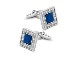 Pulsera Clásica Cuadrada De Cristal Azul, Ideal Para Camisas Y Trajes, Regalo De Cumpleaños.