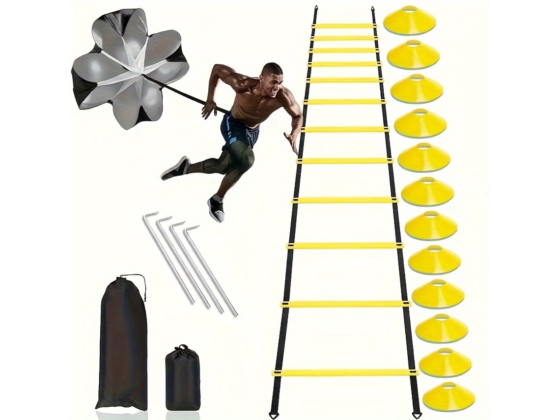 (amarillo) Equipo De Entrenamiento De Agilidad, Equipado Con Frisbee Y Puntas De Arrastre Con Paracaídas.