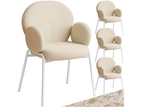 Juego de 4 Sillas Scandi tapizadas, con tela bouclé TECTAKE