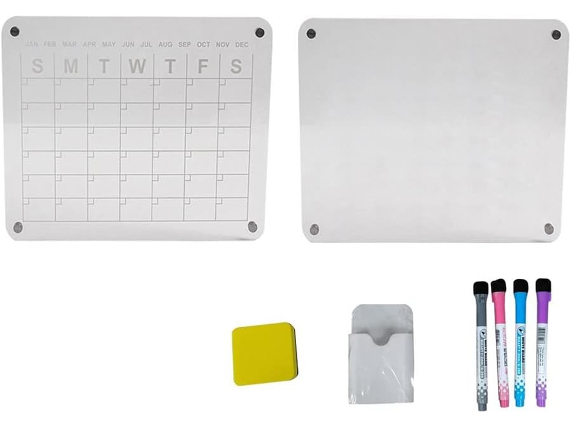 Juego De 2 Pizarras Magnéticas De Borrado En Seco Para Refrigerador/calendario