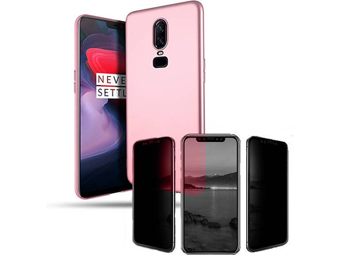 Kit Carcasa y Protector Privacy OnePlus 6 SlimShield Rosa