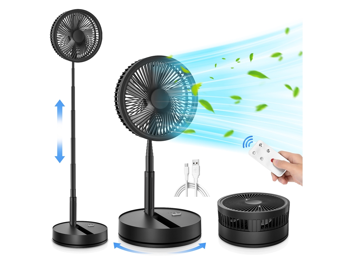 Ventilador Oscilante Portátil Con Control Remoto, Silencioso, 9 Pulgadas, 4 Modos/temporizador, Recargable Por Usb, De Pie, 7200 Mah Siurn