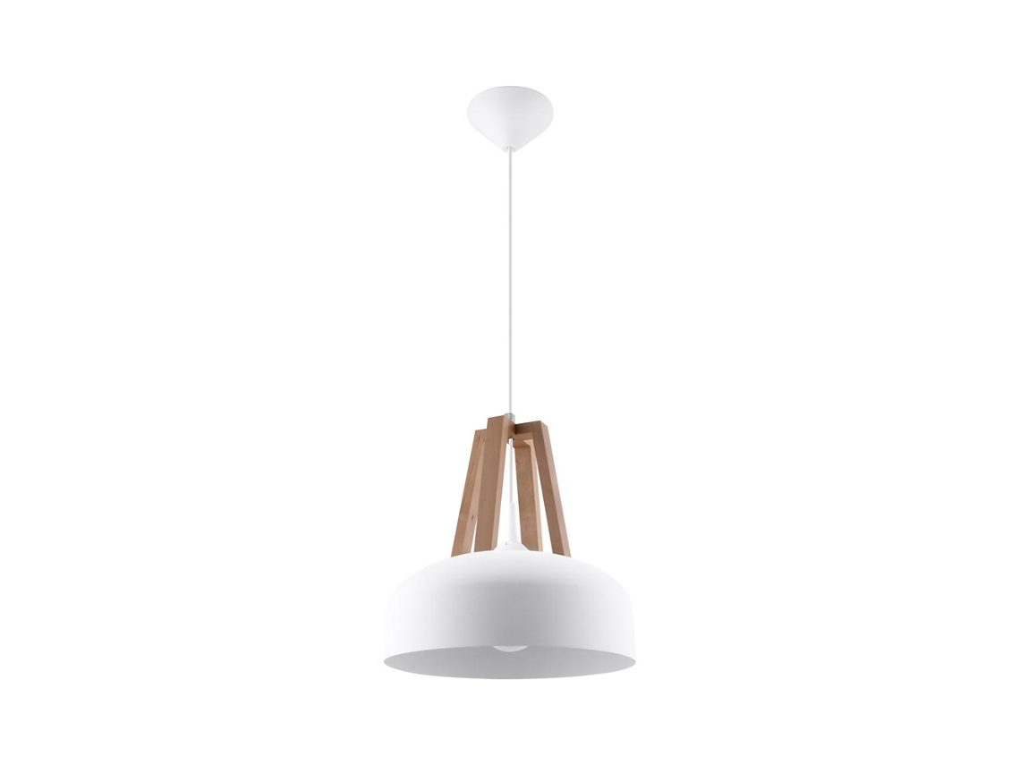 Sollux Sl.0388 Lámpara Colgante Casco Blanco Madera Natural