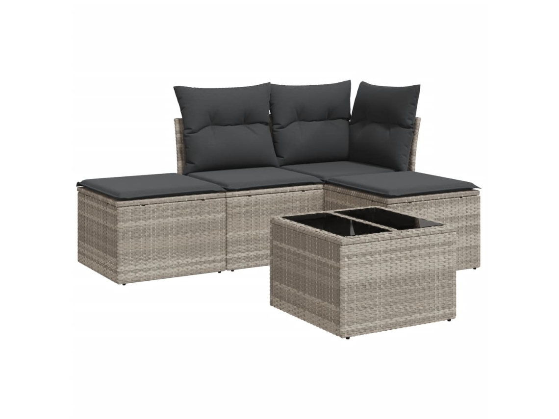 Maison Exclusive - Set De Sofás Jardín Y Cojines 5 Pzas Ratán Sintético Gris Claro