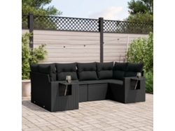 Conjunto de sofás de jardín de 6 piezas DKD Home Decor con cojines de mimbre negros