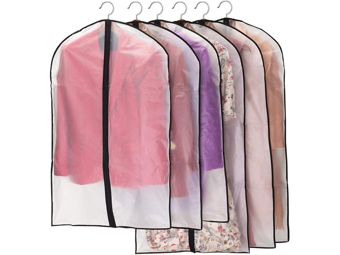 Pack de 6 fundas transparentes para ropa, 120 x 60 cm y 100 x 60 cm, de tejido transpirable, para trajes, vestidos y abrigos.