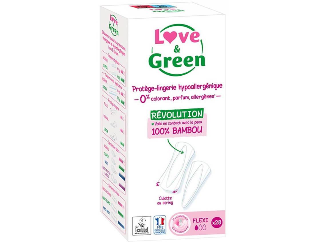 Salvaslips Hipoalergénicos Flexi 28 Salvaslips LOVE & GREEN