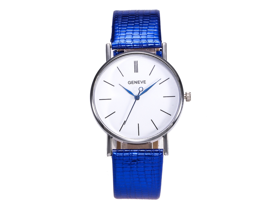 Reloj De Cuarzo Zhoulianfa Zlf-0220 Con Correa Ultrafina De Pu Azul Para Hombre Y Mujer.