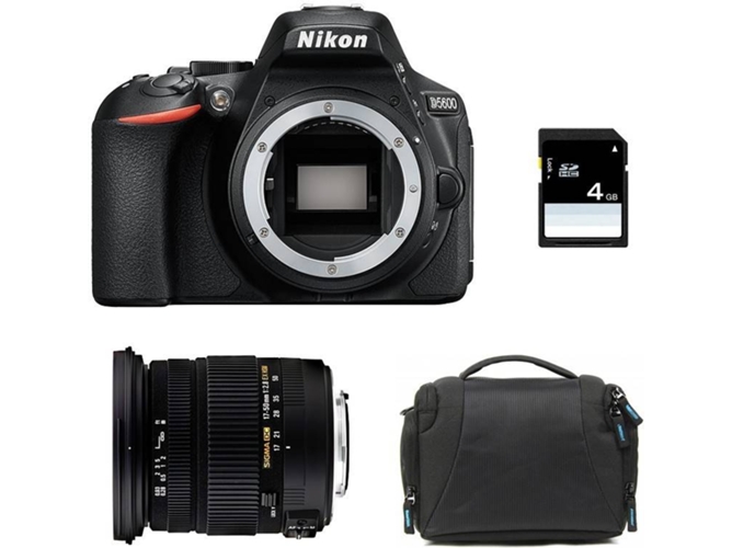 Kit Cámara Réflex NIKON D5600 + Sigma 17-50 DC OS HSM + Bolsa + SD 4Go