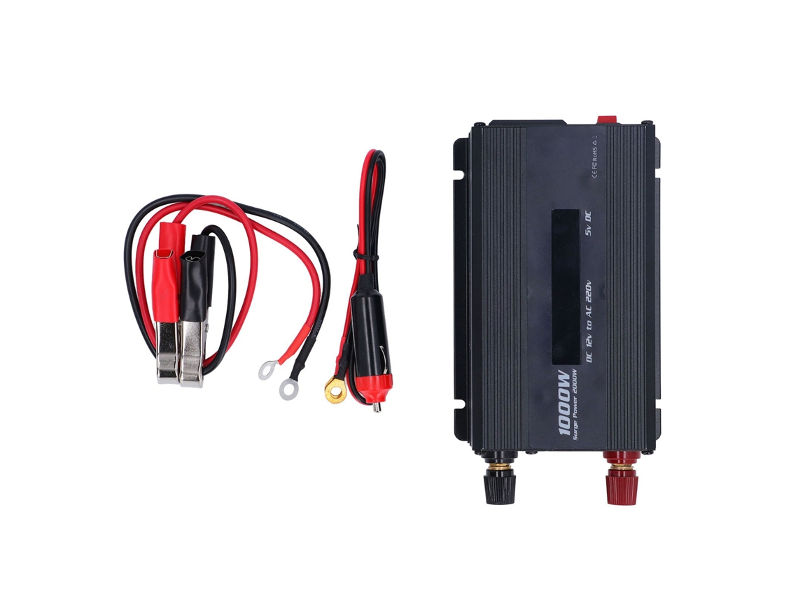 Inversor De Corriente Para Coche 1000w Dc12v A 220v Con Usb De Carga Rápida Y Tomacorriente Internacional