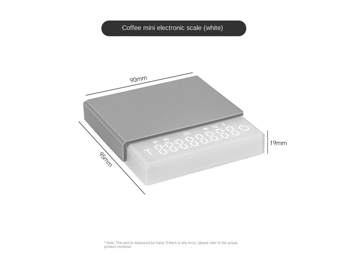 Báscula de café portátil inteligente y multifuncional SFUSHOS con pantalla LED impermeable, blanca, mini