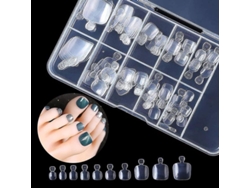 Uñas Postizas Acrílicas Para Los Pies, 100 Unidades De Diferentes Tamaños Con Caja Para Manicura Casera.