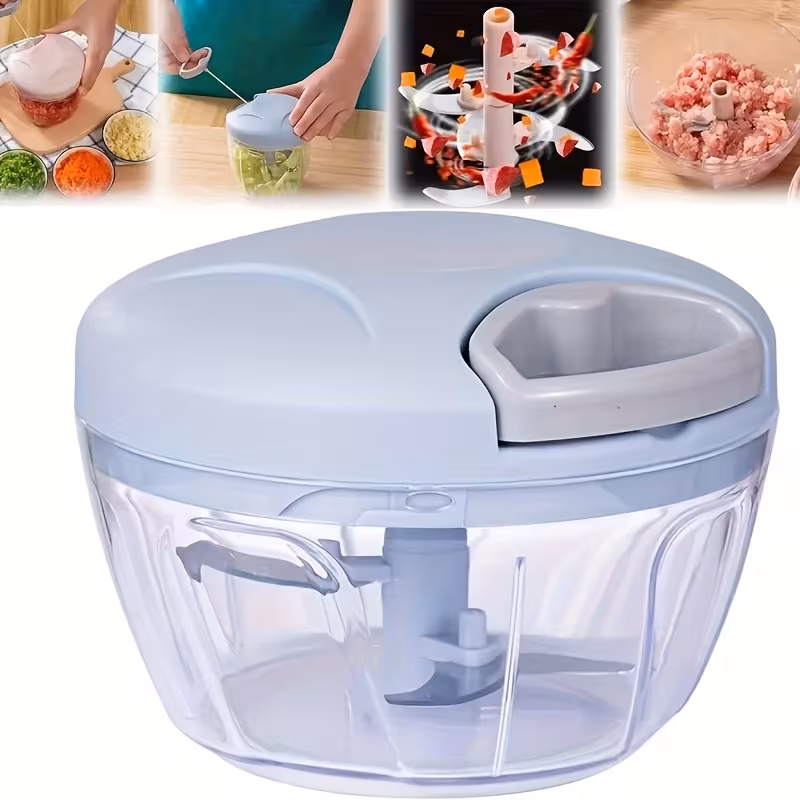 Picadora de alimentos manual de 500 ml con cable, material PET duradero, prensa de ajo y procesador de verduras y frutas, Stelasplen