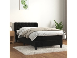 Cama box spring con colchón terciopelo negro 80x200 cm