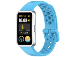 Pulsera de silicona con botón metálico y orificio redondo para Huawei Band 10/9/8