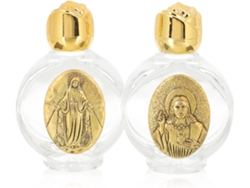 Juego 2 Botellas Decorativas Vidrio Bendita Frascos Pociones Metal Dorado Antiguo Pequeñas Recargables