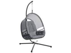 Sillón tipo huevo de lona para exterior Beliani Alviano, malla gris, 98 x 136 x 196 cm