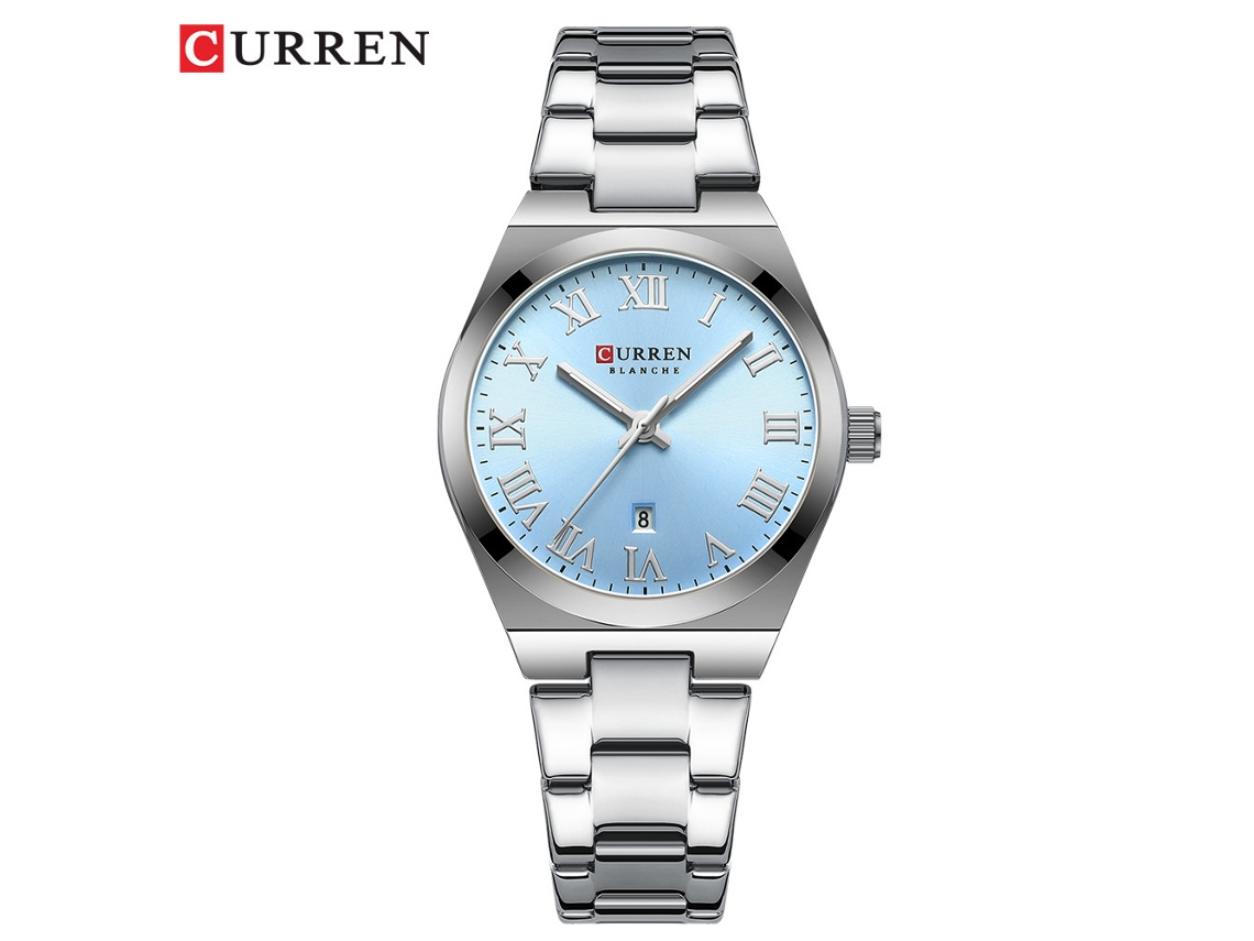 Relógio feminino elegante com numerais romanos, movimento de quartzo, calendário e resistência à água MDUG | MDUG