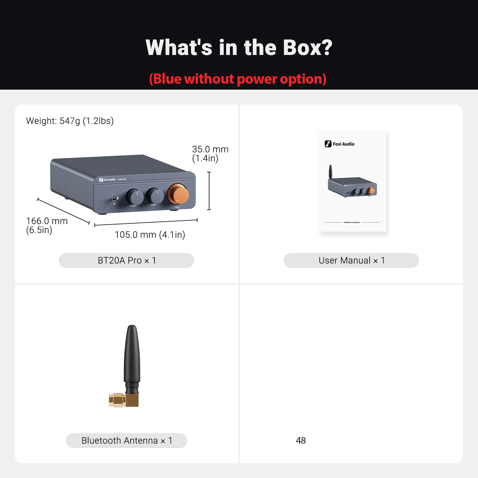 (azul) Amplificador De Potencia De Audio Bluetooth De 300 W, Amplificador Estéreo Hifi Clase D