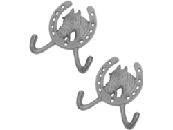 Juego De 2 Ganchos De Pared De Hierro Fundido Con Forma De Cabeza De Caballo