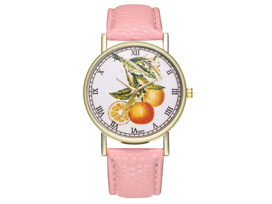 Reloj De Pulsera Informal Y Moderno Para Hombre Y Mujer, De Cuarzo, Con Correa De Cuero Rosa.