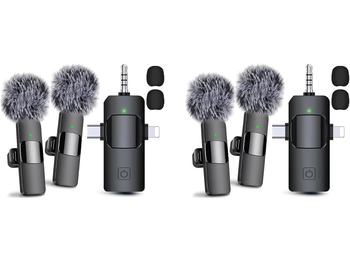 2 Micrófonos De Solapa 3 En 1 Para Cámara Android, Mini Usb-c Con Reducción De Ruido.