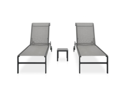 Pack 2 Uds Tumbonasillas Con Mesa Textilene Y Acero Wsd19371
