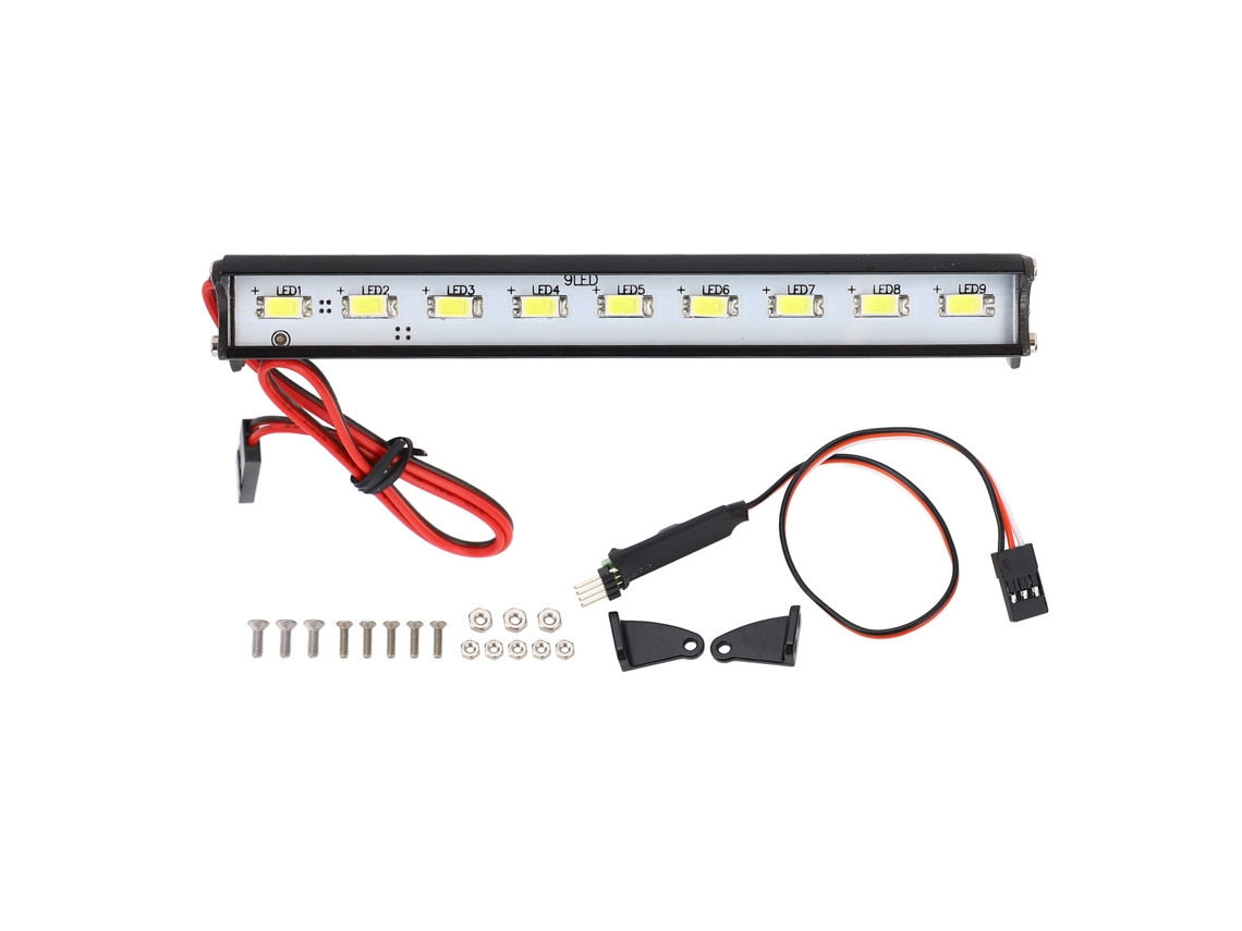 Barra De Luz Led Súper Brillante Para Coche Rc, Aleación De Aluminio, Montaje En Techo, 115 Mm, Para Redcat Axial Scx10 D90 Hpi 9led