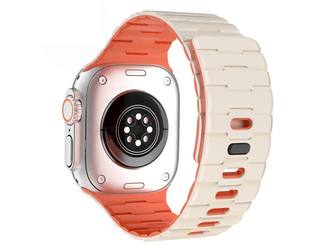 Correa magnética de silicona para Apple Watch (46/49/45/44 mm) con un solo pasador y estampado de caballo CSYY