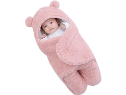 Manta Para Envolver Bebés Con Capucha De Osito De Peluche Para Niños Y Niñas De 1 A 3 Meses, Suave Forro Polar.