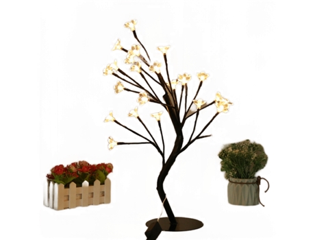 Lámpara de escritorio de 24 LED, estilo de flor de cerezo, luz de árbol con energía USB, cuentos de hadas de Navidad, lámpara de escritorio, lámpar...
