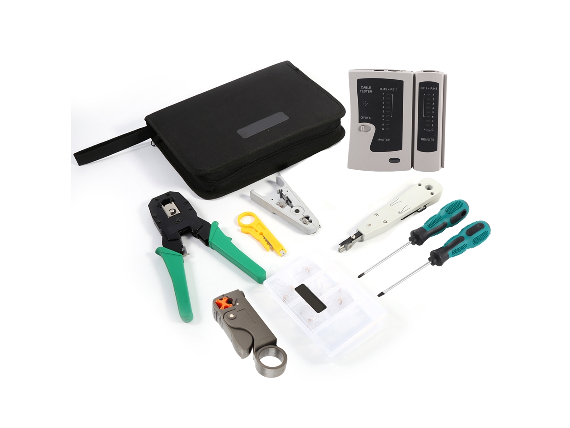 Kit Herramientas Red: Crimper, Tester Cable, Punch Down Tool Y Destornillador