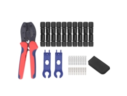 Kit de herramientas para crimpar paneles solares con alicates para conectores macho/hembra y llaves de reparación.