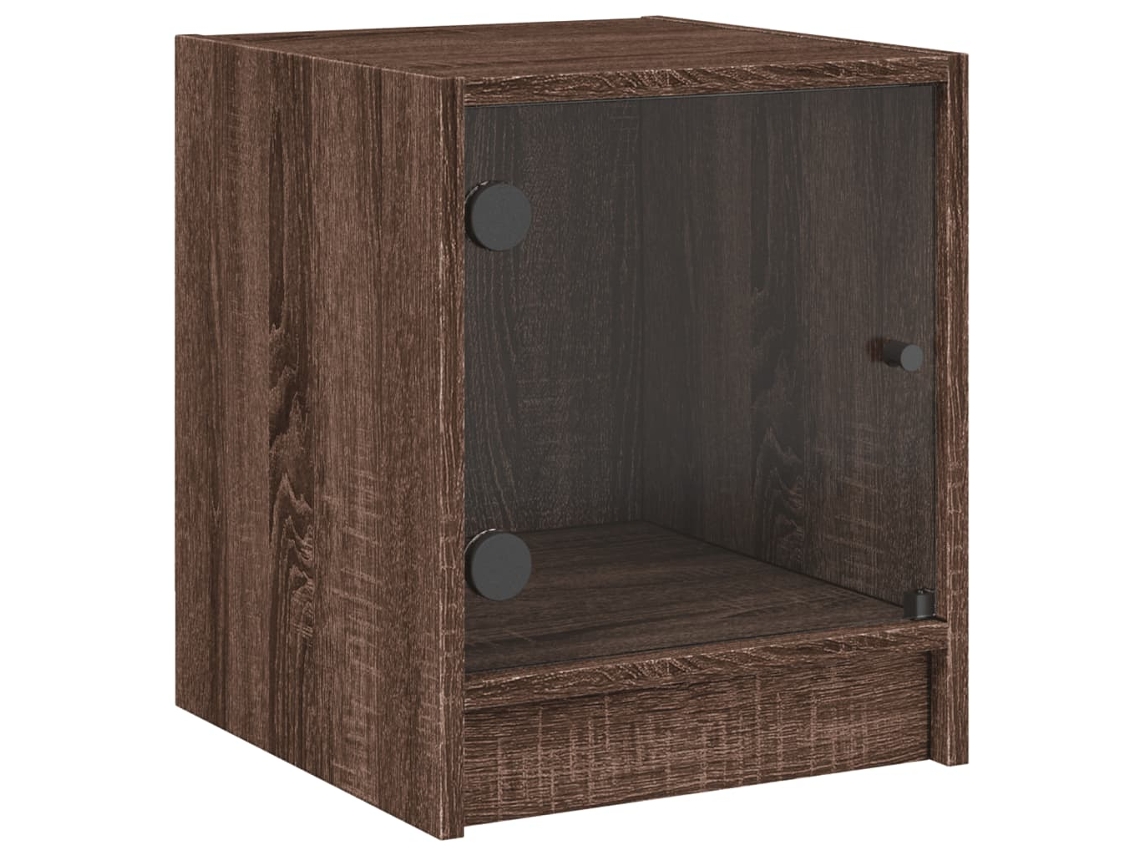 Maison Exclusive - Mesita De Noche Con Puerta De Vidrio Roble Marrón 35x37x42 Cm