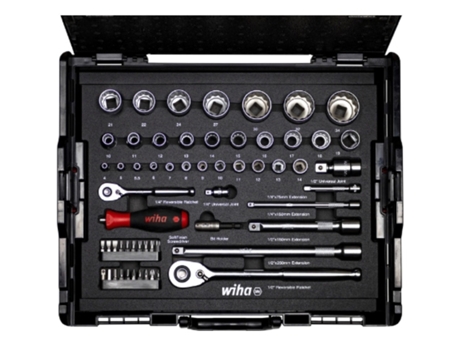 WIHA Juego de llaves de vaso y bits 1/4" y 1/2" 60 unid. con L-Boxx (44685)