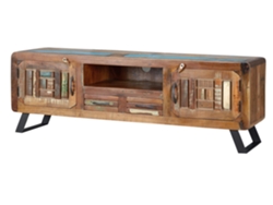 Mueble TV exclusivo en madera maciza reciclada MULTICOLOR.GINER Y COLOMER 54x40x160