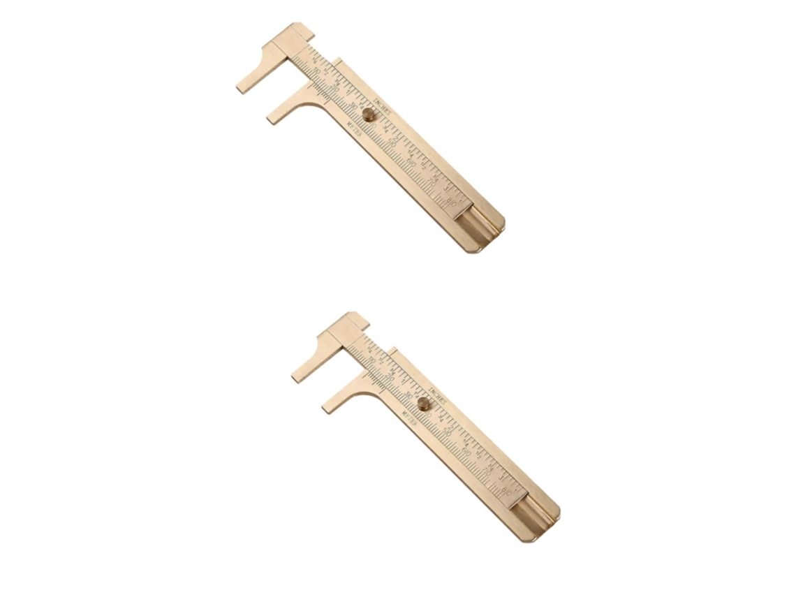 Conjunto De 2 Paquímetros Pequenos De Cobre Com Escala Dupla Em Cm/polegadas.