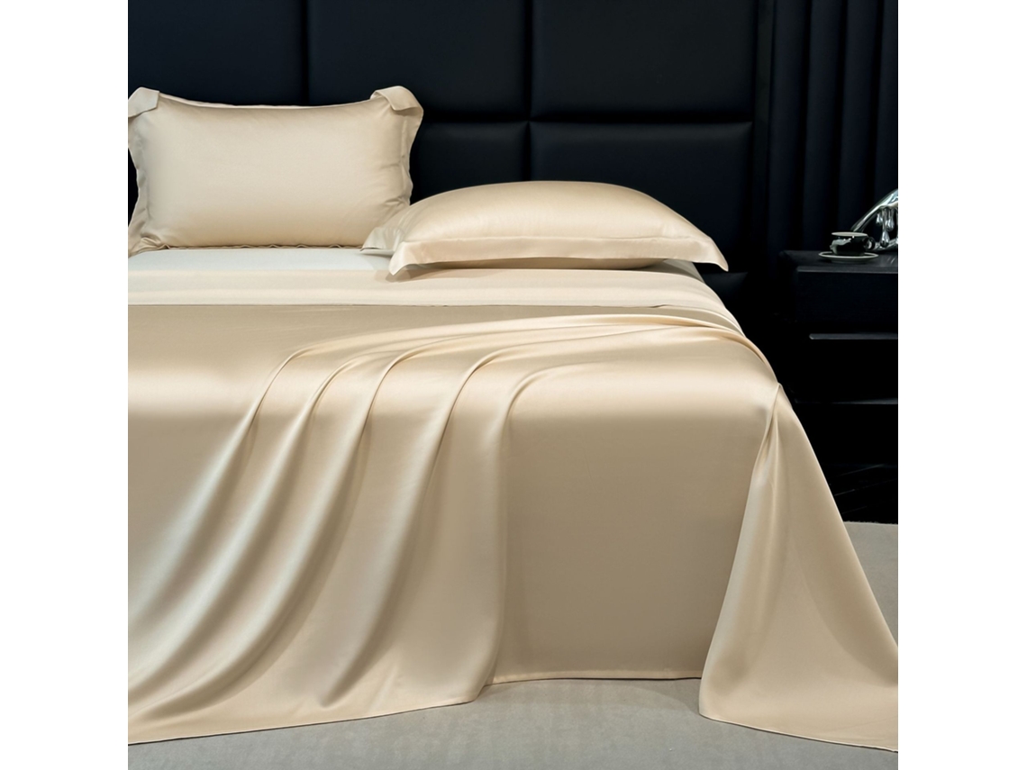Juego De Sábanas De 3 Piezas Eifson (sábana Superior Y Dos Fundas De Almohada), Seda De Hielo Lavable, 160x230cm (dorado)
