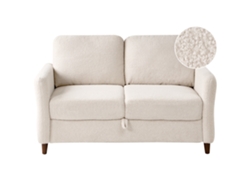 Beliani Sofá Mare De Bouclé 2 Plazas Crema 143x77x88