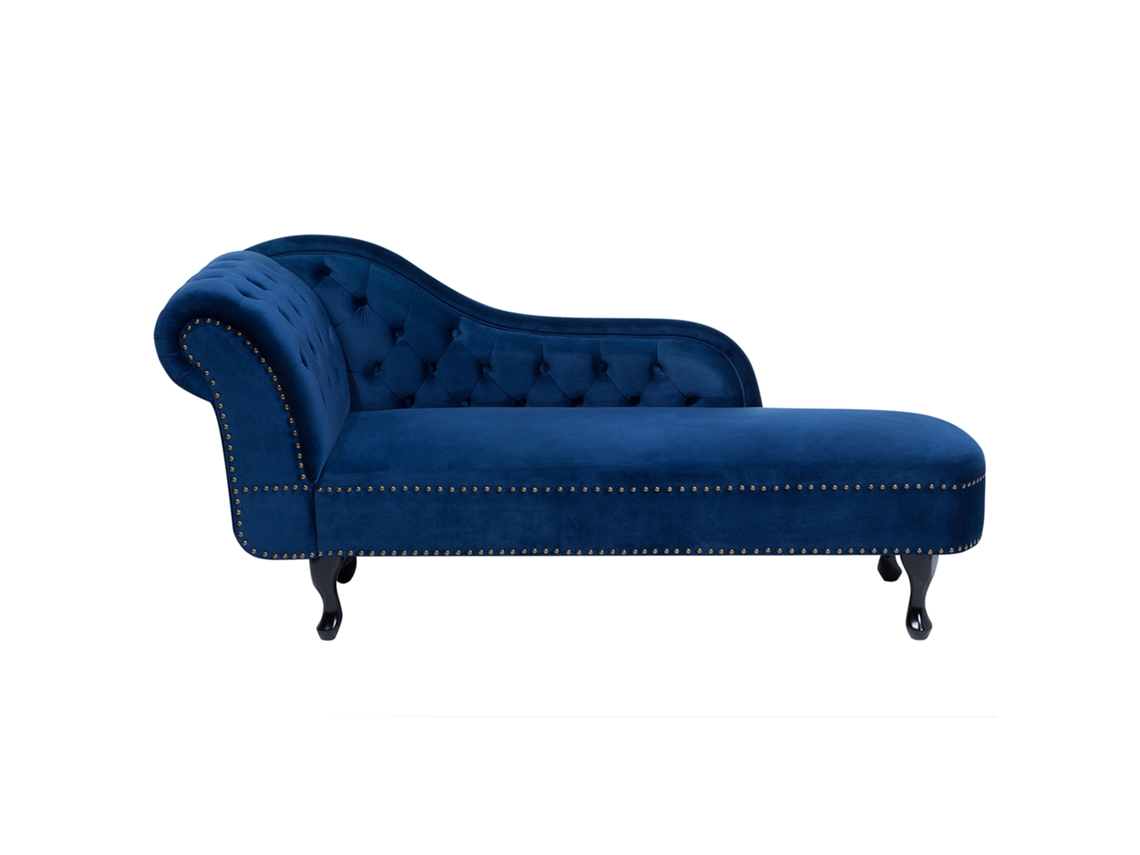 Chaise longue BELIANI Nimes de Terciopelo Azul 169x61x79