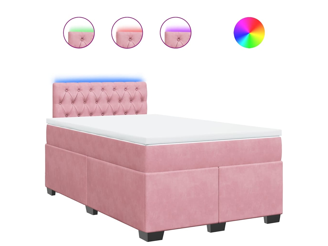 Maison Exclusive - Cama Box Spring Con Colchón Terciopelo Rosa 120x190 Cm
