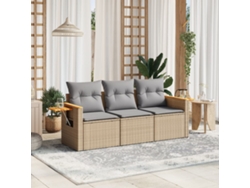 Conjunto de 3 sofás de jardín con cojines de mimbre beige de DKD Home Decor