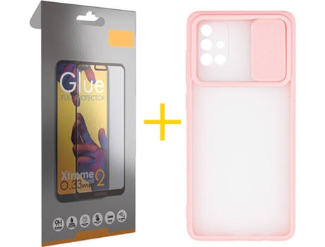 Carcasa + Protector de Pantalla para Samsung Galaxy A71 SKYHE Rosa Pastel