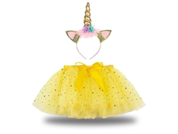 Disfraz de princesa unicornio 2026 con tutú arcoíris y diadema para carnaval y fiestas.