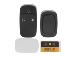 Timbre Inalámbrico Plug And Play Con Botón De Llamada De Emergencia, 38 Canciones, Volumen Ajustable, Negro.